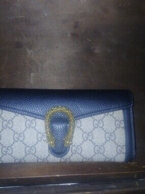 Designer-Inspired Navy Blue Signature  Clutch/ Wallet